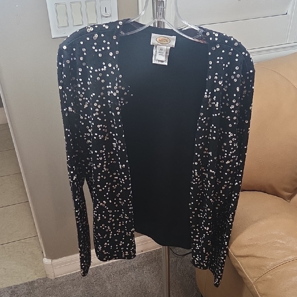 Talbots Black Sequin Sweater
